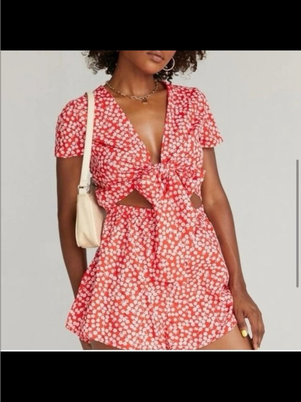 Princess Polly Virgo Tie Front Romper Red Floral Women’s Size 4